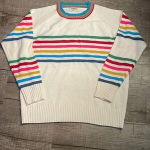Listicle Multicolor Striped Crew Neck Sweater